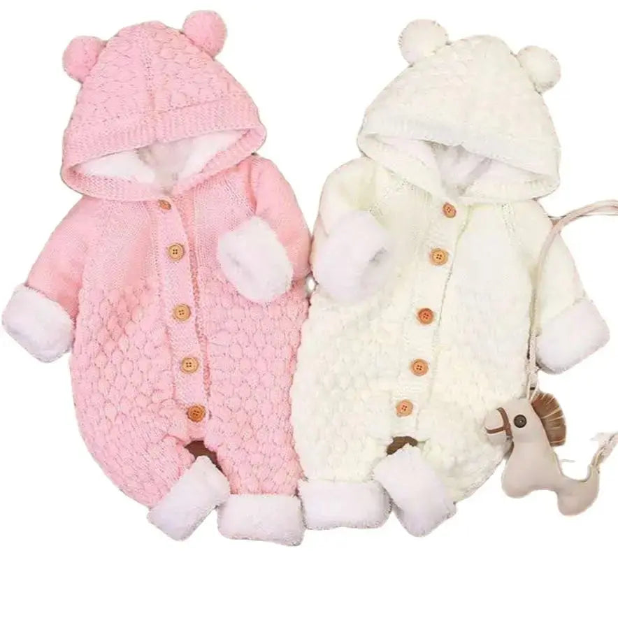 Newborn Baby Clothes Cardigan Hooded Rompers Autumn Winter Girl Boy Fashion Infant Costume Kids Toddler Cashmere Knit Jumpsuit Angels Club