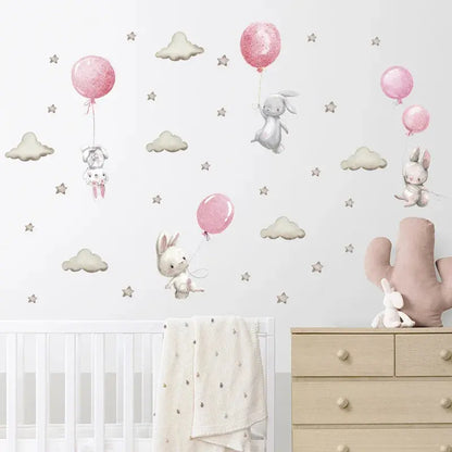 aby Rabbit & Hot Air Balloon Wall Stickers Angels Club