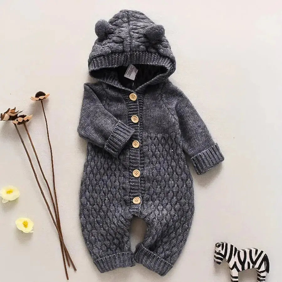 Newborn Baby Clothes Cardigan Hooded Rompers Autumn Winter Girl Boy Fashion Infant Costume Kids Toddler Cashmere Knit Jumpsuit Angels Club