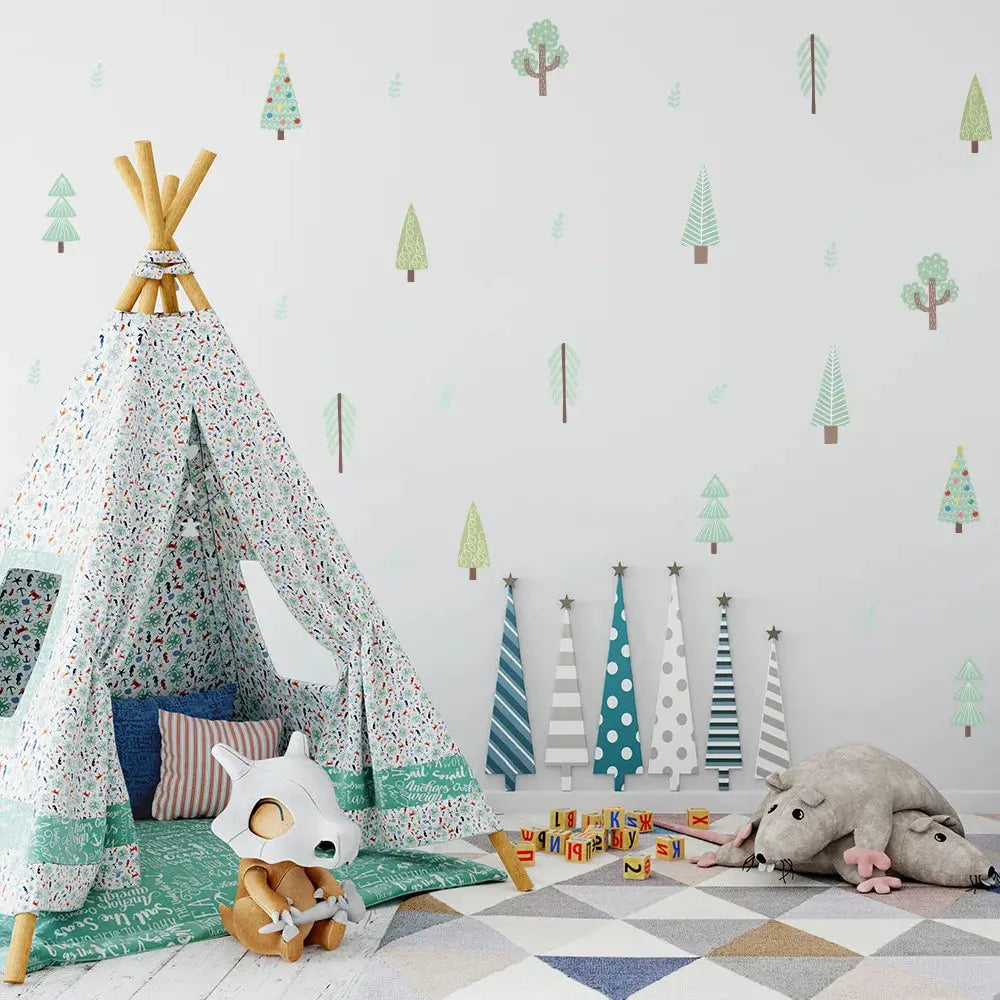 6pcs Nordic Cartoon DIY Wall Stickers Animals Forest PVC Wall Decals for Baby Bedroom Kids Room Decoration Home Decor Wallpapers Angels Club