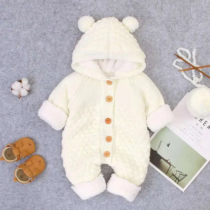 Newborn Baby Clothes Cardigan Hooded Rompers Autumn Winter Girl Boy Fashion Infant Costume Kids Toddler Cashmere Knit Jumpsuit Angels Club