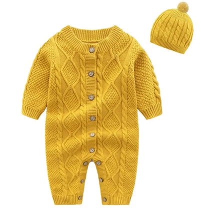 Newborn Baby Clothes Cardigan Hooded Rompers Autumn Winter Girl Boy Fashion Infant Costume Kids Toddler Cashmere Knit Jumpsuit Angels Club