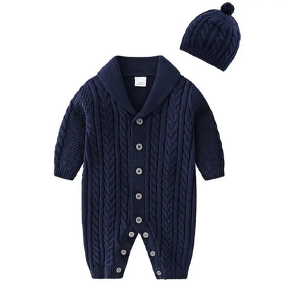 Newborn Baby Clothes Cardigan Hooded Rompers Autumn Winter Girl Boy Fashion Infant Costume Kids Toddler Cashmere Knit Jumpsuit Angels Club