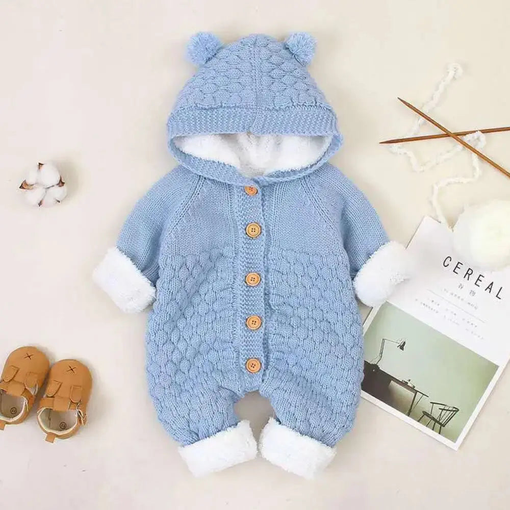 Newborn Baby Clothes Cardigan Hooded Rompers Autumn Winter Girl Boy Fashion Infant Costume Kids Toddler Cashmere Knit Jumpsuit Angels Club