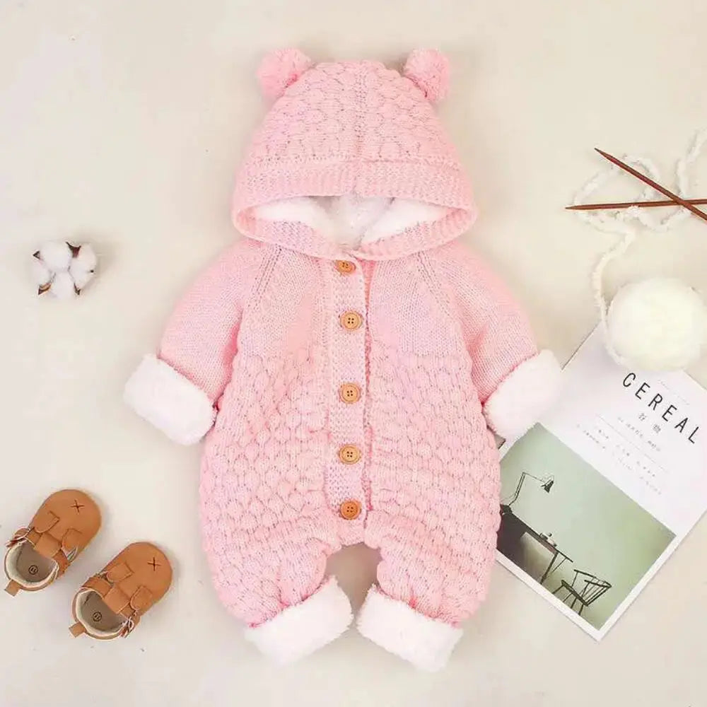 Newborn Baby Clothes Cardigan Hooded Rompers Autumn Winter Girl Boy Fashion Infant Costume Kids Toddler Cashmere Knit Jumpsuit Angels Club