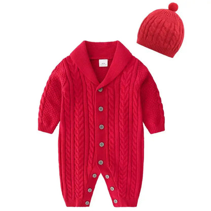 Newborn Baby Clothes Cardigan Hooded Rompers Autumn Winter Girl Boy Fashion Infant Costume Kids Toddler Cashmere Knit Jumpsuit Angels Club