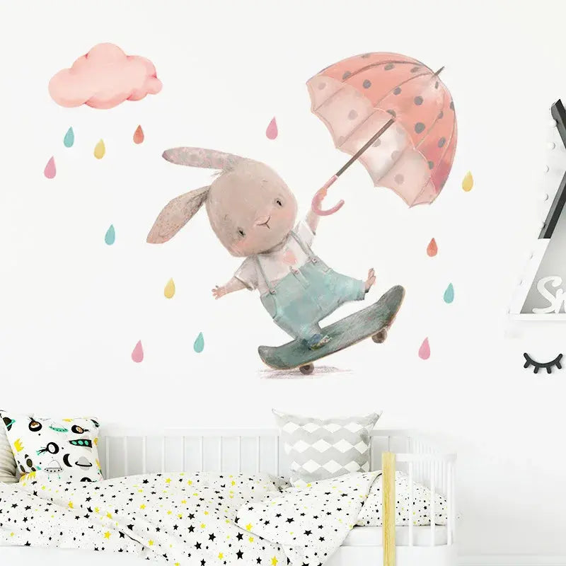 aby Rabbit & Hot Air Balloon Wall Stickers Angels Club