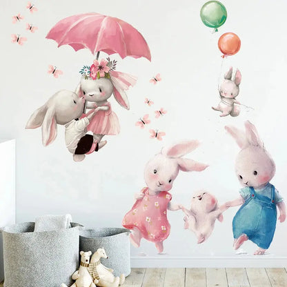 aby Rabbit & Hot Air Balloon Wall Stickers Angels Club