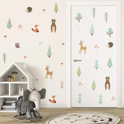 6pcs Nordic Cartoon DIY Wall Stickers Animals Forest PVC Wall Decals for Baby Bedroom Kids Room Decoration Home Decor Wallpapers Angels Club