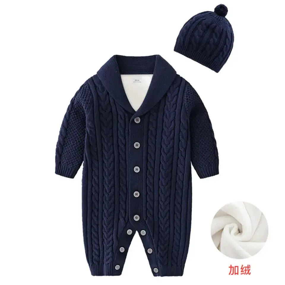 Newborn Baby Clothes Cardigan Hooded Rompers Autumn Winter Girl Boy Fashion Infant Costume Kids Toddler Cashmere Knit Jumpsuit Angels Club