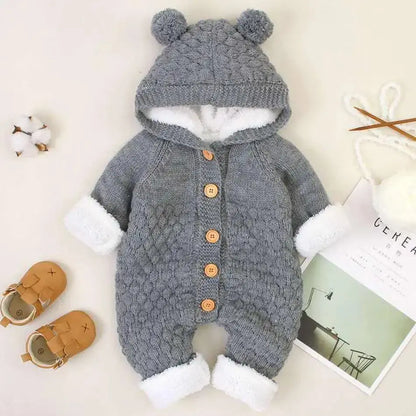 Newborn Baby Clothes Cardigan Hooded Rompers Autumn Winter Girl Boy Fashion Infant Costume Kids Toddler Cashmere Knit Jumpsuit Angels Club