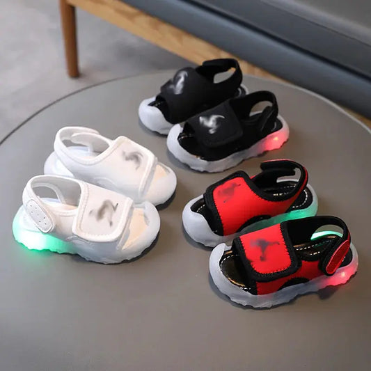 Children Kids Sport Sandals Baby Light Led Casual Slippers Boys Girls Lightweight Non Slip leather Running Beach Sandals 15-25 Angels Club